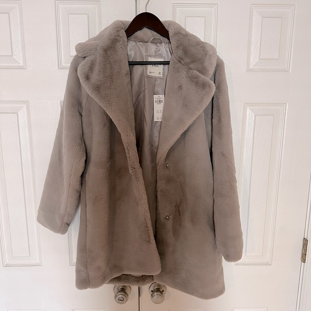 Abercrombie mid length faux fur coat